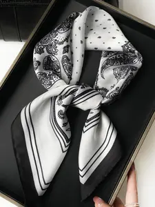 Modern Paisley Square Scarf with a Silk-Touch for Minimalist Style & Versatile Office Accessory | #OfficeSiren #CorporateChic