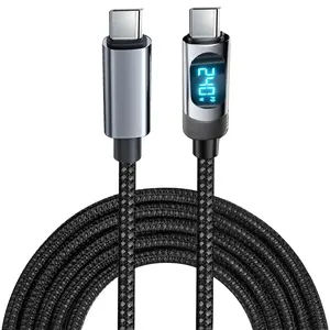 USB-C Pd240w Fast Charging Cable with Digital Display, Premium Type-C Braided Data Cable for PD Fast Charging Devices