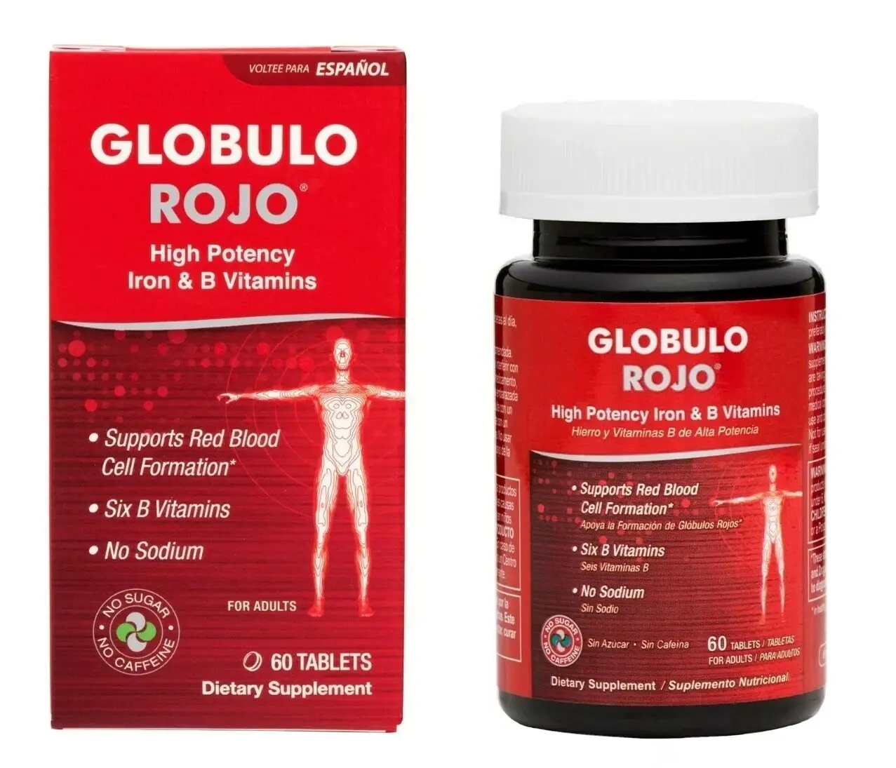 Globulo Rojo Multivitamin Supplement for Adults - High Potency Vitamin C & Zinc Blended Vitamins and Minerals Supplements, 60 Tablets for Daily Supplemental Nutrition Support, High Potency Vitamin Zinc