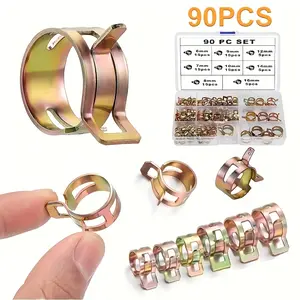 A 90-piece spring clamp kit, including spring clamps for fuel lines, vacuum lines, and low-pressure gas lines. Available sizes: 6mm, 7mm, 8mm, 9mm, 10mm, 12mm, 14mm, and 16mm.