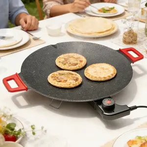 TIGER 1500W Indoor Smokeless Korean BBQ Grill & Griddle with Adjustable Temperature Control Universal Non-Stick Surface for Easy Home Cooking