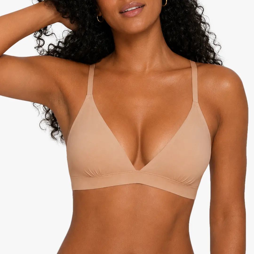 As Fairy Women's Seamless Triangle Bralette - Sexy Deep Plunge, Unlined, Wire-Free, Adjustable Straps, Lightweight Fabric, Perfect Fit, Invisible Under Clothing, Everyday Comfort Brashirt Bra, V-Neck, 80%Nylon ,20%Spandex, Adjustable Shoulder Strap, Deep,