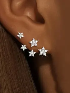 Star Shaped Stud Earrings, Fashionable Rhinestone Decor Earrings for Women, Elegant All-match Fashion Accessories for Daily Wear, Stud Earring Jewelry
