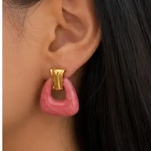 Luxury Floral Statement Earrings Stainless Steel Stud Earrings 4 Colors Compact Design User Friendly Versatile Ideal for Personal and Professional Use
