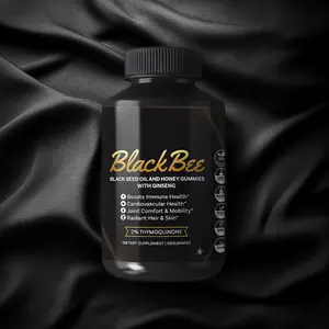 BlackBee Black Seed Oil & Honey Gummies with Ginseng - Natural Healthcare for Skin Care & Immune Support - 60 Gummies - 2% Thymoquinone