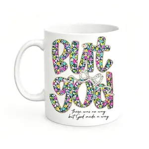 Ceramic Mug for Men Women Christian Ceramic Cup Floral "But God" Jesus Religious Top, Reusable Coffee Cups gift