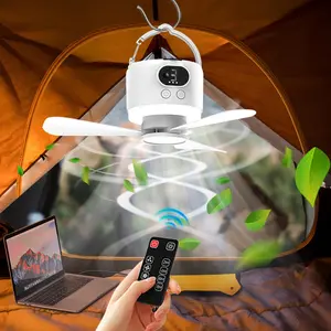 Portable camping fan: 10400mAh rechargeable, hook + timed shutdown, detachable blades, suitable for tents, hotels, beaches, dormitories and bedrooms