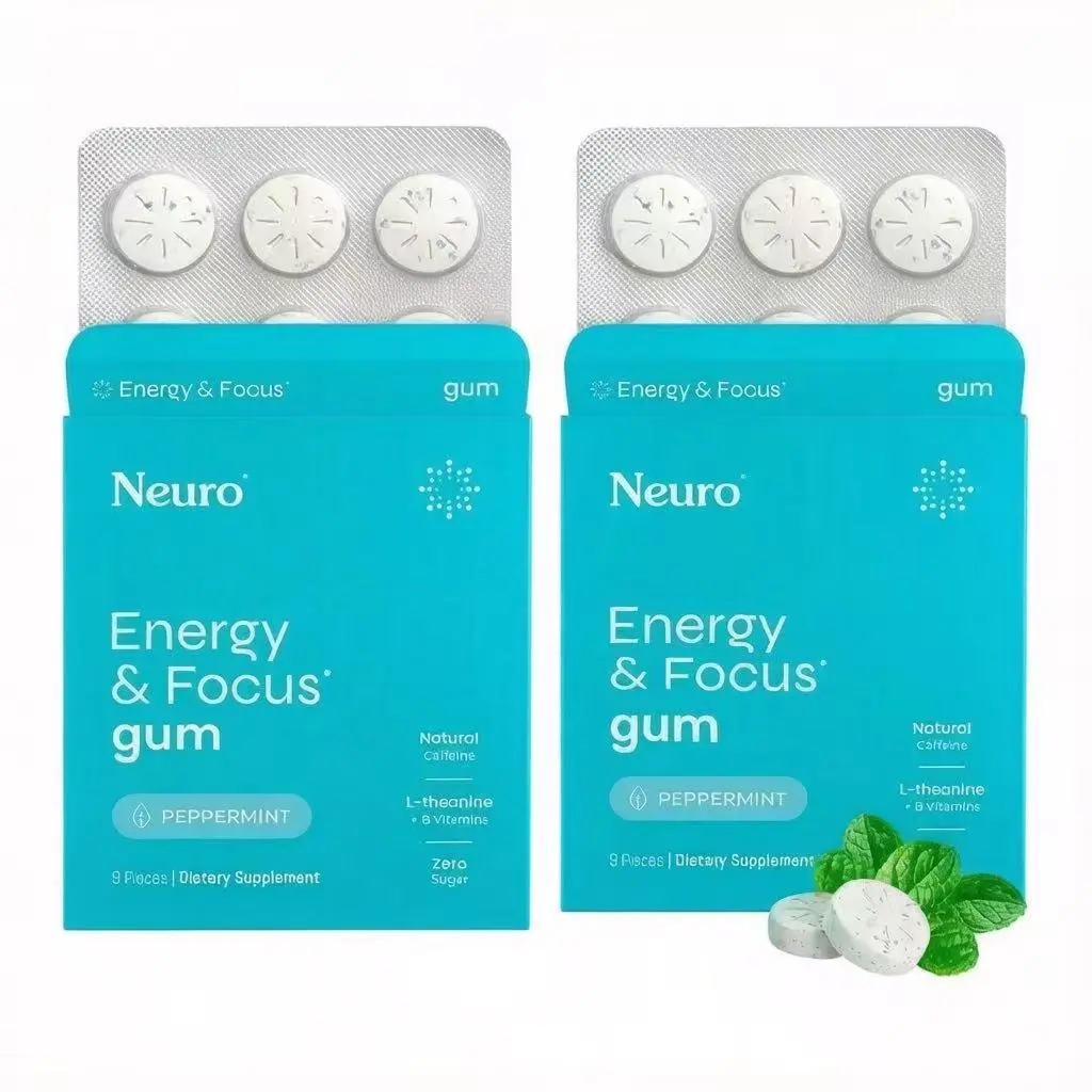 Neuro Peppermint Energy & Focus Gum/Mints - Sugar Free with Natural Caffeine, L-theanine, Vitamin B12 & Vitamin B6