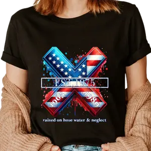 Custom Year Flag X Raised In Hose Water & Neglect Shirt, Gen X 1965-1980 T-shirt