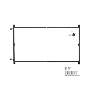 fathersdaygift VEVOR Gate Building Kit, Fits 60 to 96 in Wide Openings, Up from 6 to 7 ftHigh Fence, Adjustable Gate Building Kit, Anti Sag Full Gate Frame Kit with Latch Lock, Screw, for Wooden Fence, Iron, Black