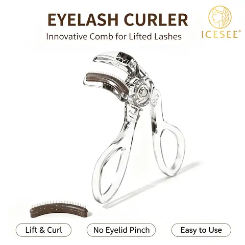 ICESEE Beauty Lash Curler with Comb Separator - Sensitive-Friendly Silicone Grip, No-Pinch Wide-Angle Design, Universal Fit for All Eye Shapes, Long-Lasting Salon-Level Curl Enhancing Tool