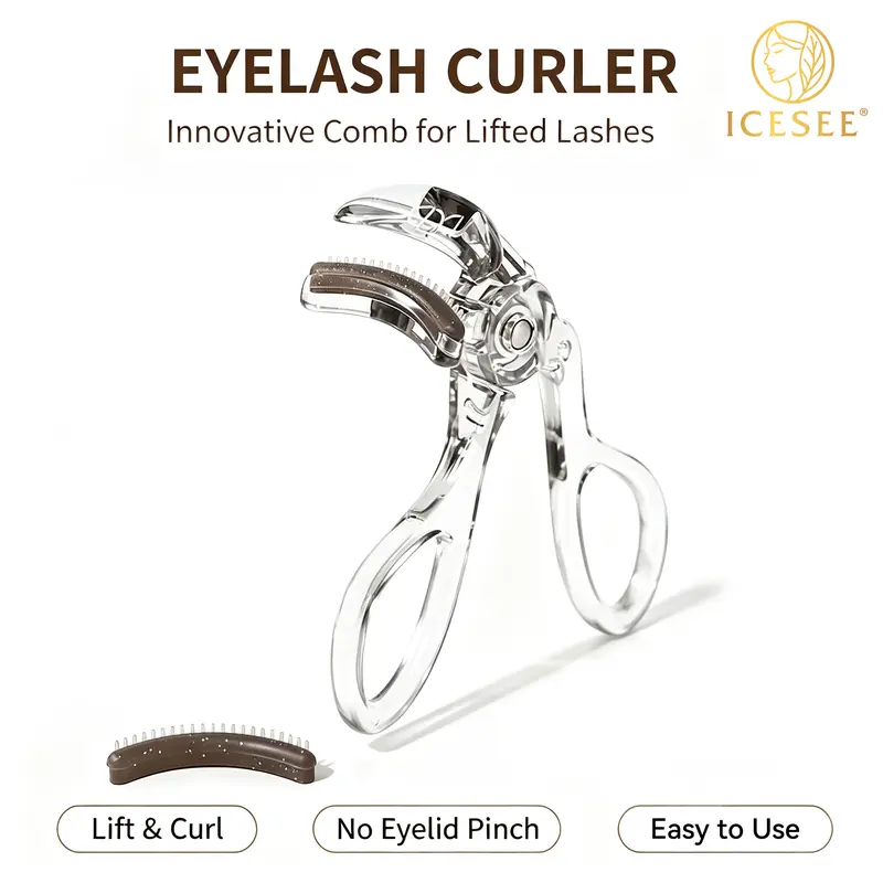 ICESEE Beauty Lash Curler with Comb Separator - Sensitive-Friendly Silicone Grip, No-Pinch Wide-Angle Design, Universal Fit for All Eye Shapes, Long-Lasting Salon-Level Curl Enhancing Tool