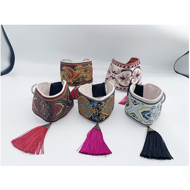 Ethnic Style Leather Dog Collar Small and Medium-Sized Dog Collar Greyhound  Whippet collar (non-adjustable)