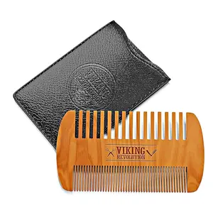 Viking Revolution Wooden Beard Comb & Case, (1pc)