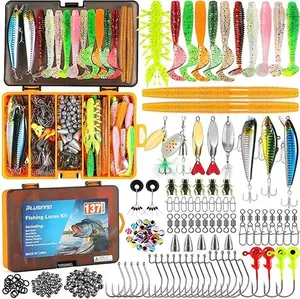 Fishing Lures, 137Pcs Tackle Box with Tackle Included, Crankbaits, Spoon, Hooks, Weights & Other Accessories, Fishing Bait Lure Gear Kit Gift for Men