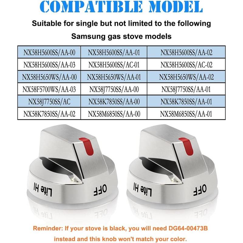 [Upgraded] DG64-00473A Stove Knobs Compatible with  Gas Range/Oven/Stove, Sturdy Stainless Steel Reinforcement Ring, Top Burner Control Dial Knob Range Oven Replacement (5 Pack)