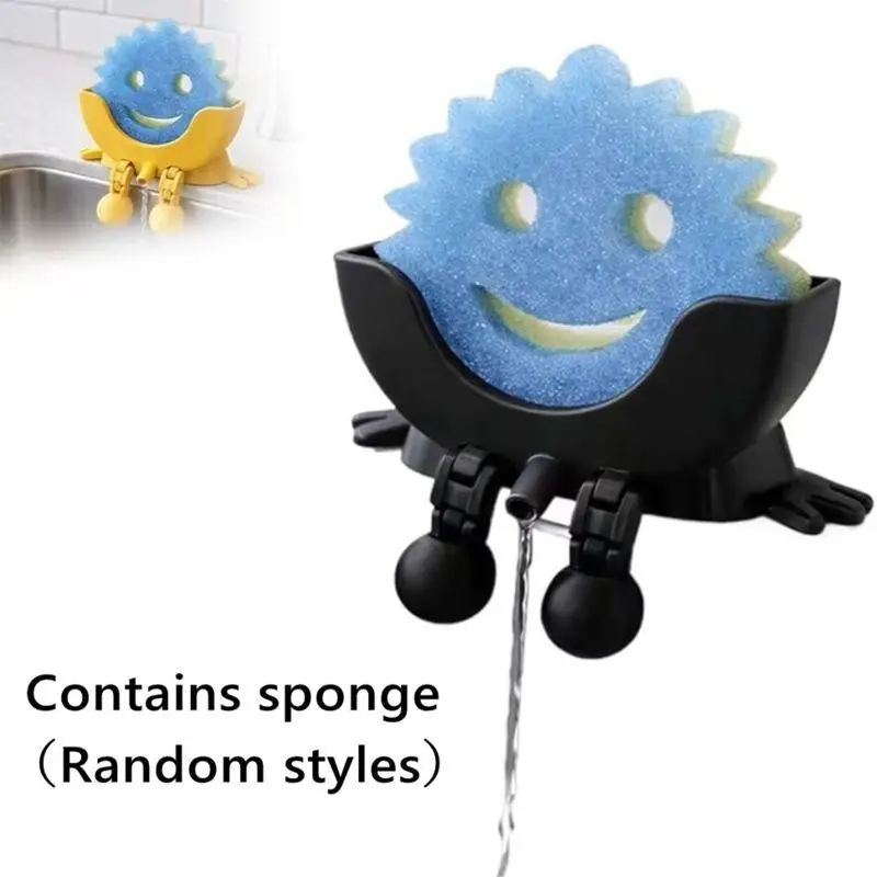 Cute Hanging Sponge Holder with Drainage, Keeps Your Sponge Dry & Smiling, Fun Sponge Rack for Kitchen Sink, 3D Printed Countertop Sponge Holder