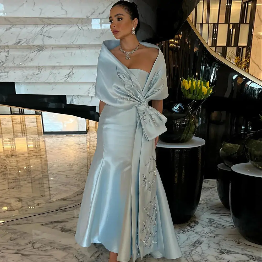 Luxury Dubai: Blue Mermaid Arabic Evening Dresses with Beaded Cape Shawl - Elegance for Women Attending Wedding Guest Parties - TikTok Shop Luxury Dubai: Blue Mermaid Arabic Evening Dresses with Beaded Cape Shawl - Elegance for Women Attending Wedding Guest Parties - TikTok Shop
