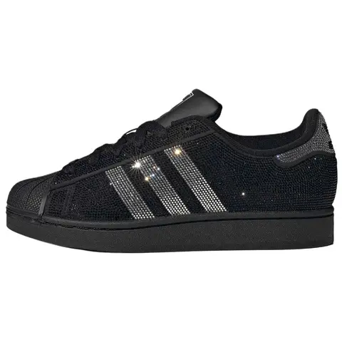 Women's adidas Wmns Superstar Rhinestone Black Silver Classic Lightweight Street Style Athletic Sneakers, Casual Walking Shoes, Trainers, Rubber