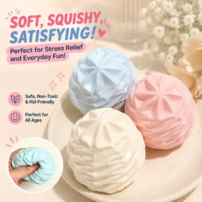 Handmade Fake Cream Squishy, Building‑Block Filled Crunchy Crisp Sound ASMR Squeeze Toy, Portable Cute Stress‑Relief Fidget Toy