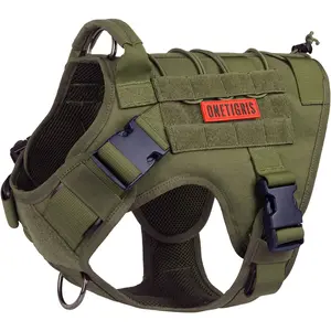 Onetigris Dog Harness, Tactical Dog Harness No-Pull Breathable Adjustable Pet Vest with Handle for Outdoor Walking(Ranger Green,Small) OneTigris