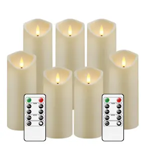 Flameless Candle Set, Led Candles, Battery Operated LED Pillar Candle with Remote Control & Timer, 1*AA Batteries Required Decorative Candle for Home Party Wedding