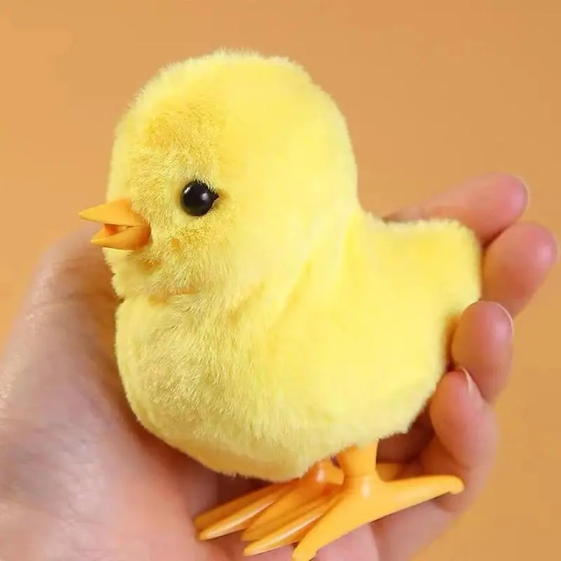 1 Piece Wind-Up Cute Jumping Chicken Plush Toy - ABS Material, Animals & Nature Design, Manual Operation, Walking Simulation, Children Development Aid, Soft Stuffed Fun Gift for Classic & Novelty Toys Collection, Chicken Design