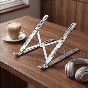 Laptop Stand Holder Adjustable Folding Portable, Improve Posture Anti-Slip Triangular Design, Cooler for Laptops Tablets