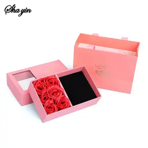 Jewelry Box Immortal Flower Jewelry Box Roses Window Valentine's Day Mother's Day Gift Box Ring Earrings Pendant Necklace Box