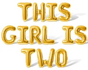 Letter Balloons - THIS GIRL IS TWO 16" Inch Alphabet Letters Foil Mylar Balloon 2nd Birthday Party Banner