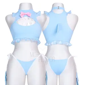 Moe Flavor Kawaii Shark Two Piece Cosplay Swimwear Set Cute Anime Shark Bikini Soft Stretch Sexy Fit Beachwear