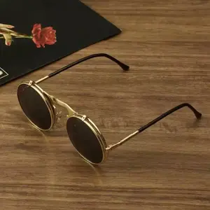 Flip Sun Glasses Steampunk Fold Men Women Double Lens Clear Alloy Frame Eyewear Eyeglasses Shade UV400