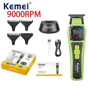 Kemei 1863 Cordless Rechargeable Men Hair Trimmer 9000rpm Zero Gapped Hair Clippers Professional Barber Finish Hair Cutting Machine