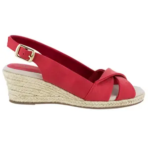 Easy Street Womens Maureen Espadrille Slingback  Casual Sandals Casual Mid Heel 2-3" - Red