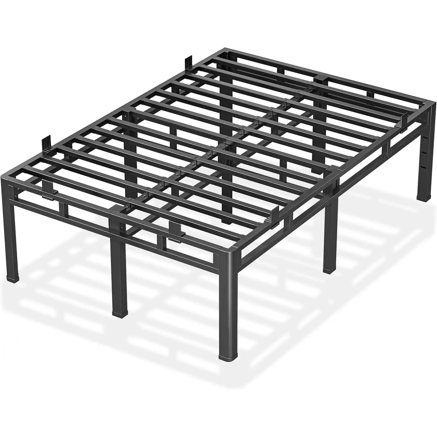 24 Inch  Size Bed Frame, Metal Bed Frame & Box Spring 2 in 1 Platform with Round Corner , 4000LBS Double Layer Bed Frame with Headboard Holes Mattress Baffles, Noise-Free Easy Assembly