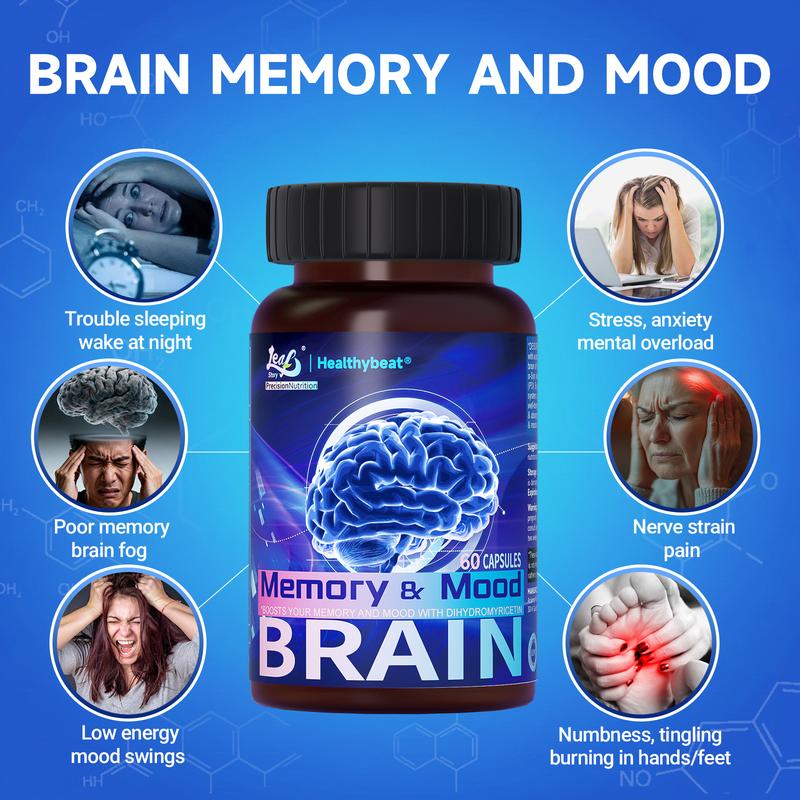 LeafStory Nootropic Brain Supplements for Memory and Focus, Cognitive Function for Mental Health & Clarity with Phosphatidylserine, Vitamin B6 B12, Folate & Dihydromyricetin, 60 Capsules-N1
