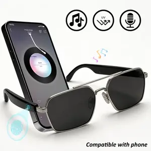Smart Audio Glasses Wireless Bluetooth Mic Available Touch Control Voice Assistant Music Play Hands Free Call Sweat Proof UV Lens Smart Sunglasses Ideal for Driving Camping Daily Walk Perfect Fathers Day Gift