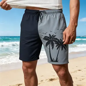 SUMIMERVIBESMen’s casual beach shorts with abstract paint-splatter print, elastic waistband—summer swim trunks, vacation travel pants for summer, suitable for the seaside.