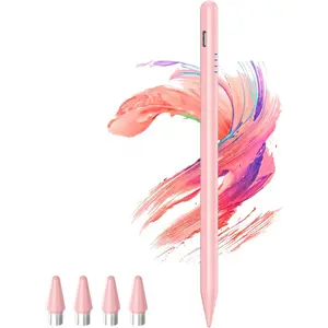Stylus Pen for Android Touchscreen with 4 POM Tips, Active Digital Stylus Pens for iPhone, Magnetic Tablet Pen Compatible with iPhone/Samsung/Huawei/Vivo Writing & Drawing - Pink