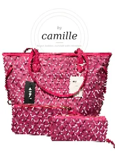 By Camille | Geometric Print Tote Set | Spacious + Stylish | Multiple Colors