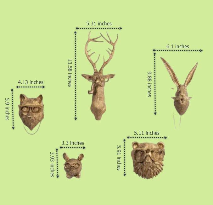 KINEFOLK Animal Head Wall Decor Whimsical Design 12" Tall 6" Wide Durable Resin Material Versatile Nature Artistry Ornaments for Living Room Bedroom