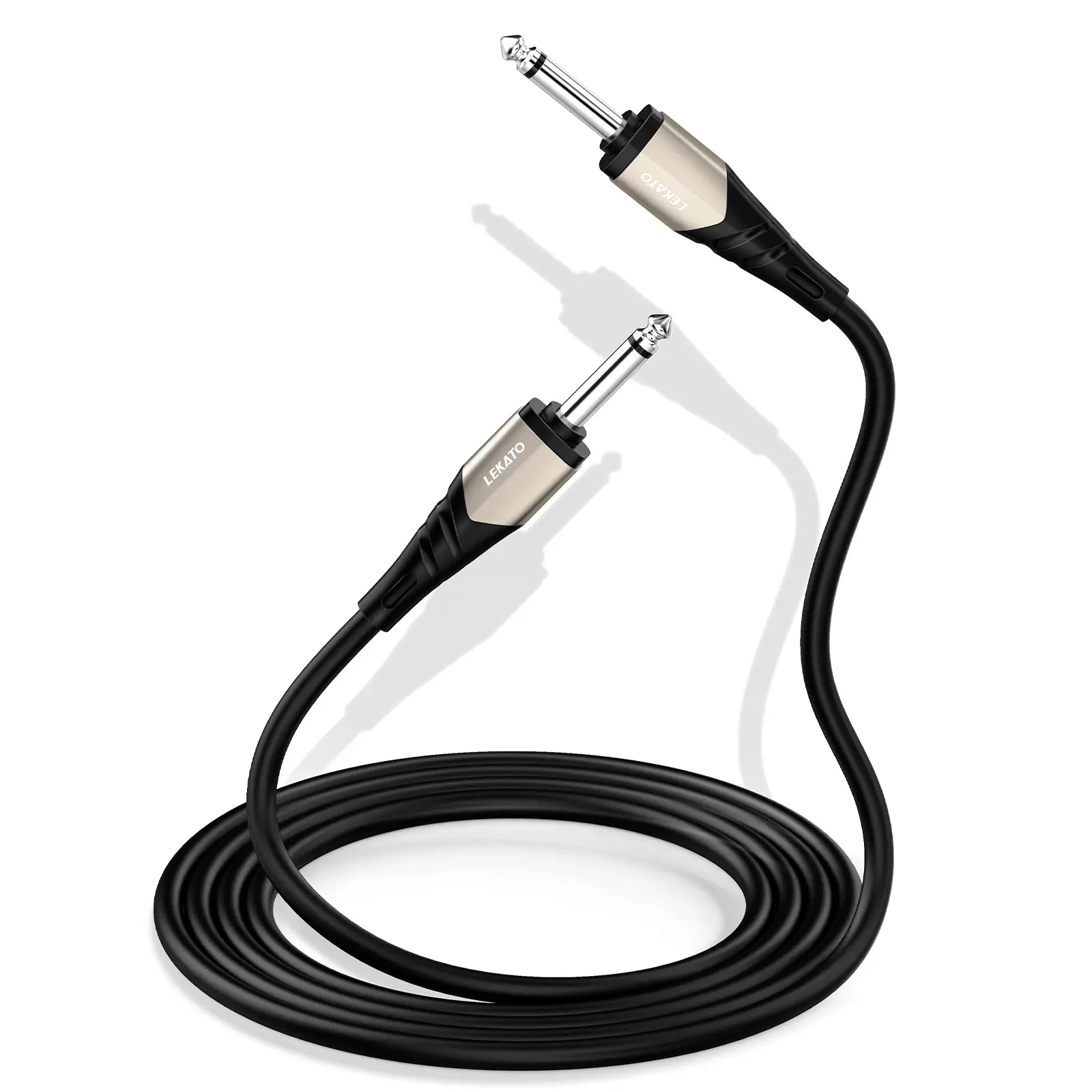 LEKATO 10ft Guitar Cable 1/4" Instrument Cord for Electric Guitar Bass Amp etc Professional Instrument Cable