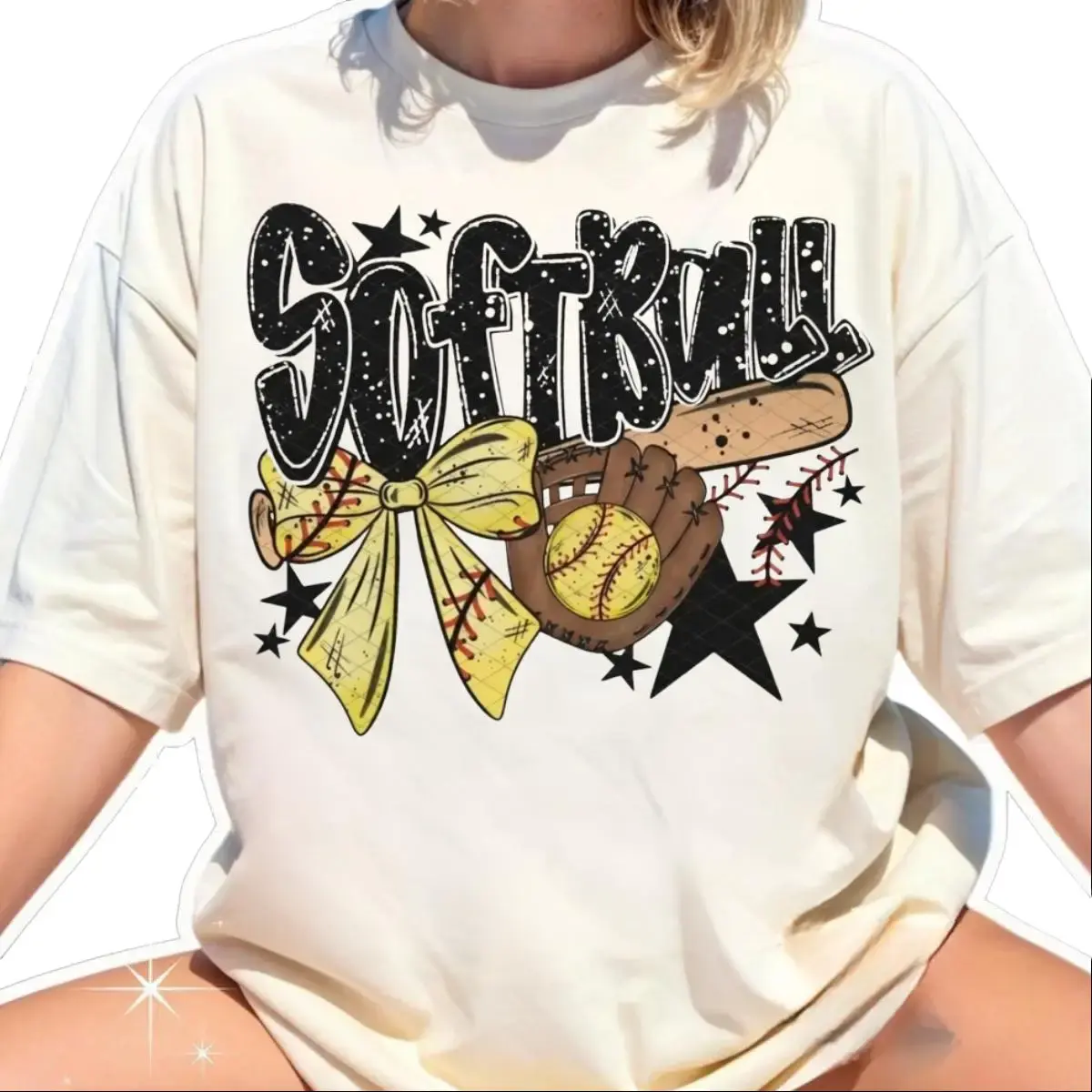 Comfort Colors Softball Bow Shirt, Softball Bow T-Shirt, Softball Bat Glove Graphic Tee, Game Day Softball Mom, Gift for Softball Moms, Vintage Aesthetic Style, Fast Shipping USA