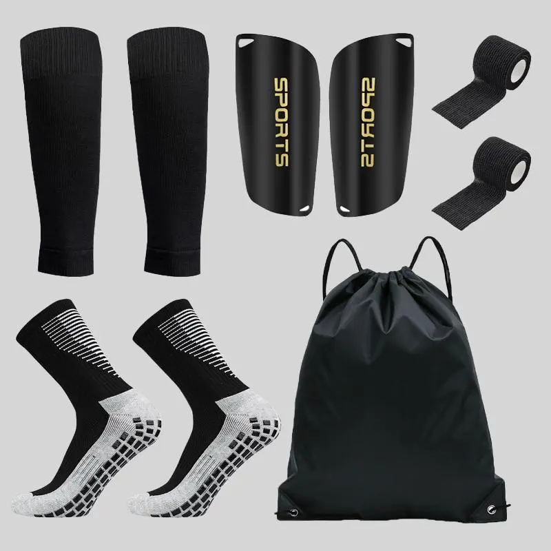 Professional Football Training Set (9 Counts/set), Sports Socks & Shin Guard & Shin Sleeve & Tape Set, Outdoor Sports Accessories for Men & Women, Track Socks, Soccer Training Equipment, Football Equipment