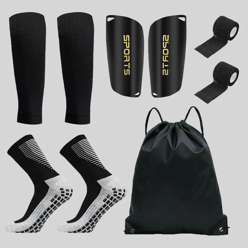 Professional Football Training Set (9 Counts/set), Sports Socks & Shin Guard & Shin Sleeve & Tape Set, Outdoor Sports Accessories for Men & Women, Tra