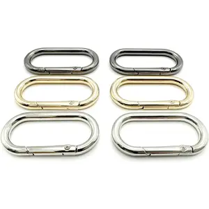 6 Pack Oval Carabiner Clip, 3 Colors Spring O Ring Keychain Purse Clips for Handbags, Metal Round Buckle Key Rings Key Hook Clip (1.93"*0.94",Silver,Black,Gold)