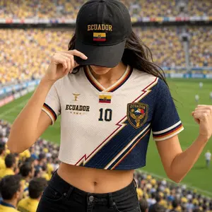Custom Ecuador Soccer Crop Top Jersey, Personalized Ecuador Jersey Crop Tee, Game Day Shirt, Football Fan, Ecuador Crop Jersey