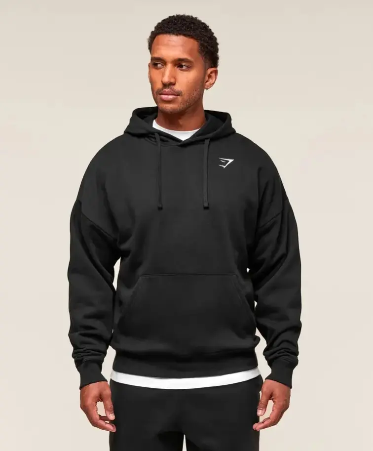 Gymshark Crest Heavyweight-Inspired Oversized Hoodie – Black Gymshark Crest Heavyweight-Inspired Oversized Hoodie – Black