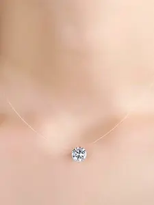 Elegant Mermaid Tears Zirconia Necklace, Invisible Line Design, High-End Clavicle Chain, Versatile Jewelry Accessory