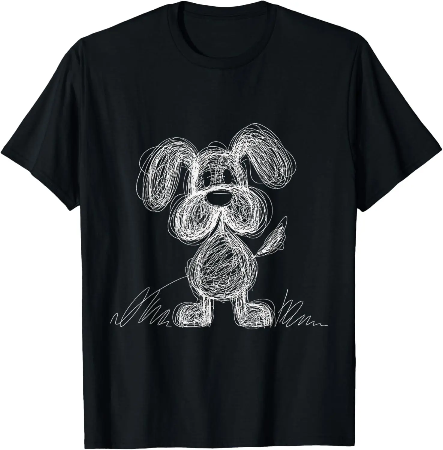 Cute Scribble Puppy Dog Doodle Cartoon Style T-Shirt